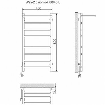 Полотенцесушитель электрический Ника WAY-2 80/40 U с полкой каб