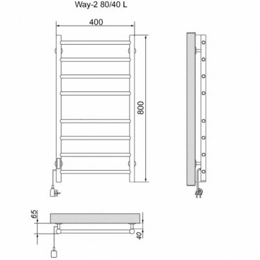 Полотенцесушитель электрический Ника WAY-2 80/40 U каб