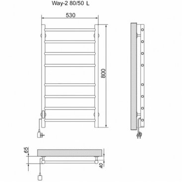 Полотенцесушитель электрический Ника WAY-2 80/50 U каб