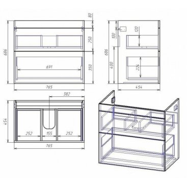 Мебель для ванной OWL Sjel Stor 80