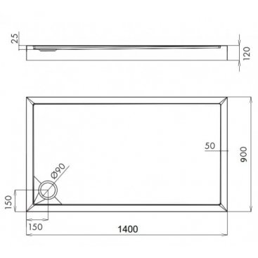 Душевой поддон Omnires Camden CAMDEN90/140/PBP