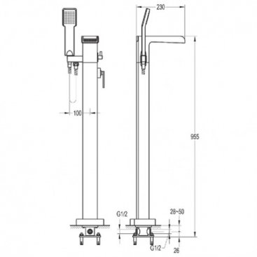 Смеситель для ванны Omnires Cascade CA4033CR