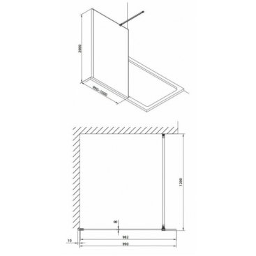 Душевая перегородка Omnires Marina DNR10XBLTR