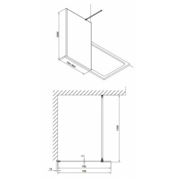 Душевая перегородка Omnires Marina DNR80XBLTR