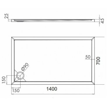 Душевой поддон Omnires Metron MERTON70/140/PBP