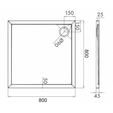 Душевой поддон Omnires Metron MERTON80/KBP