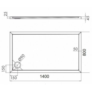 Душевой поддон Omnires Metron MERTON80/140/PBP