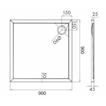 Душевой поддон Omnires Metron MERTON90/KBP