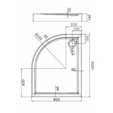 Душевой поддон Omnires Riverside RIVERSIDE80/100/BP