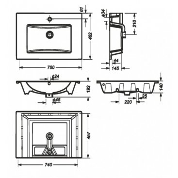 Раковина Sanita Luxe Quadro 75