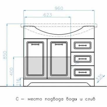 Мебель для ванной Style Line Олеандр-2 100 белая