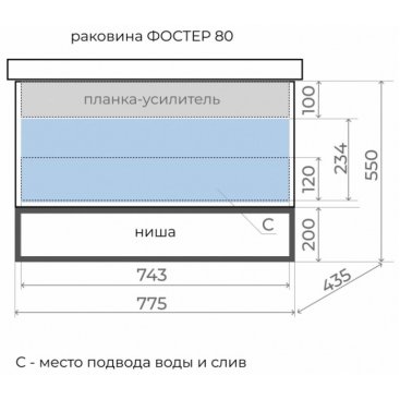 Мебель для ванной Style Line Мальта 80 рускеала