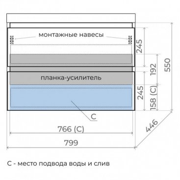 Мебель для ванной Style Line Манхэттен 80 см подвесная графит