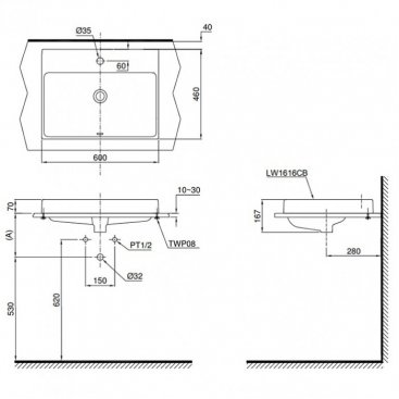 Раковина полувстраиваемая Toto MH L1616C