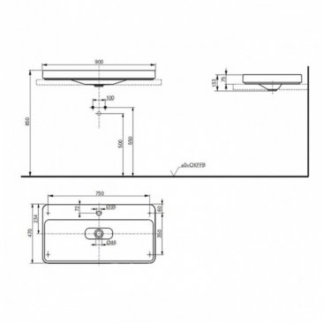 Раковина полувстраиваемая Toto SG LW172YB#XW 90 см