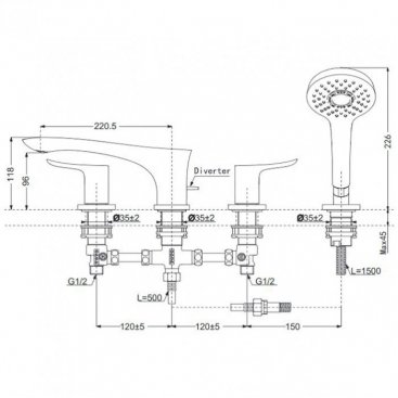 Смеситель на борт ванны Toto NC TBG01202R