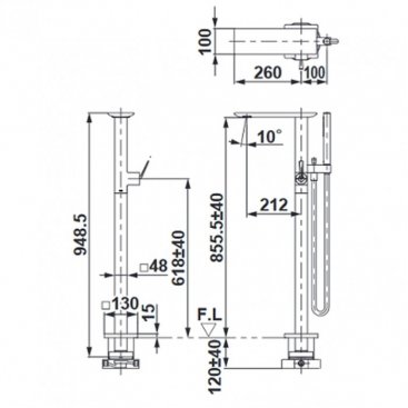 Смеситель для ванны Toto Neorest TBP02303R напольный