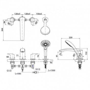 Смеситель на борт ванны Toto GM TBG09202R