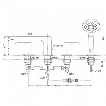 Смеситель на борт ванны Toto MH/Neorest TBG04202R