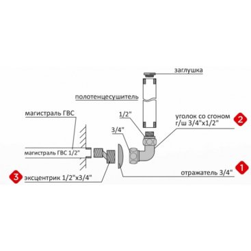 Комплект подключения Terminus уголок со сгоном