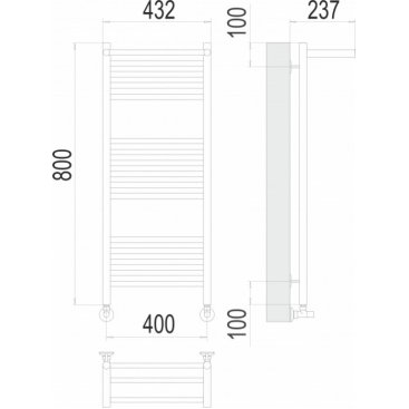 Полотенцесушитель водяной Terminus Аврора 400x800 с полкой