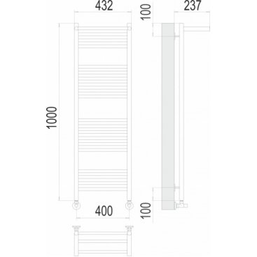 Полотенцесушитель водяной Terminus Аврора 400x1000 с полкой