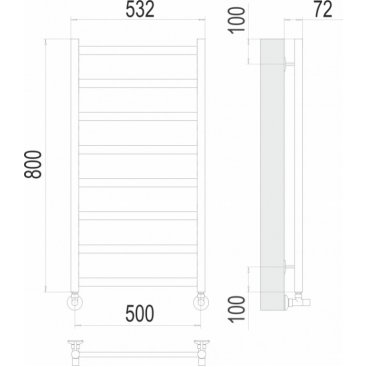 Полотенцесушитель водяной Terminus Аврора П8 500x800