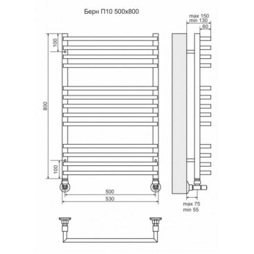 Полотенцесушитель водяной Terminus Берн 500x800