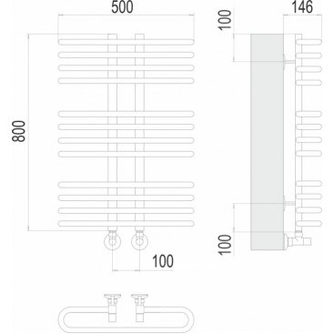 Полотенцесушитель водяной Terminus Сахара 500x800