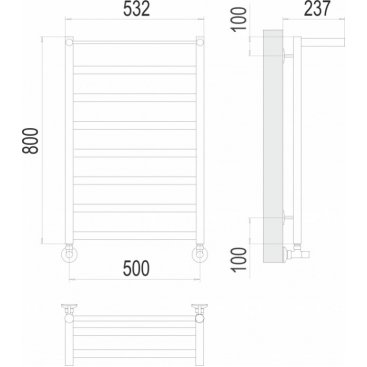 Полотенцесушитель водяной Terminus Хендрикс 500x800 с полкой
