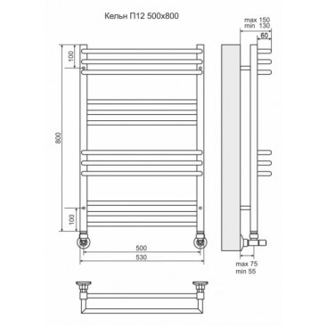 Полотенцесушитель водяной Terminus Кельн 500x800