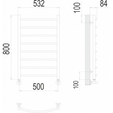 Полотенцесушитель водяной Terminus Классик П8 500x800