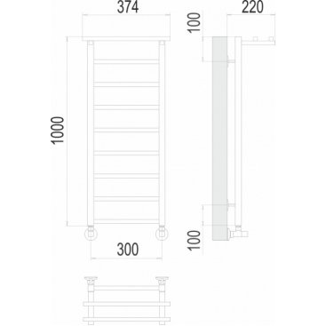 Полотенцесушитель водяной Terminus Контур 300x1000 с полкой