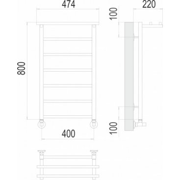 Полотенцесушитель водяной Terminus Контур 400x800 с полкой