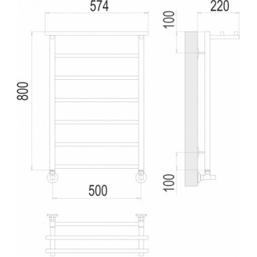 Полотенцесушитель водяной Terminus Контур 500x800 с полкой