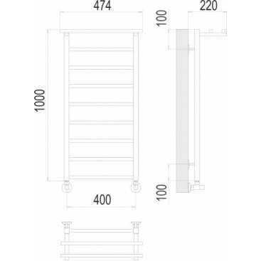 Полотенцесушитель водяной Terminus Контур 400x1000 с полкой