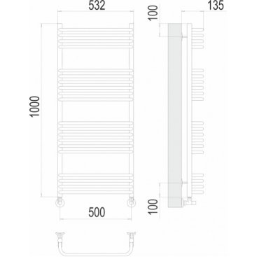 Полотенцесушитель водяной Terminus Стандарт 500x1000