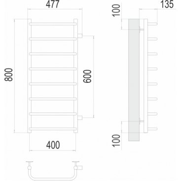 Полотенцесушитель водяной Terminus Стандарт П8 400x800 БП