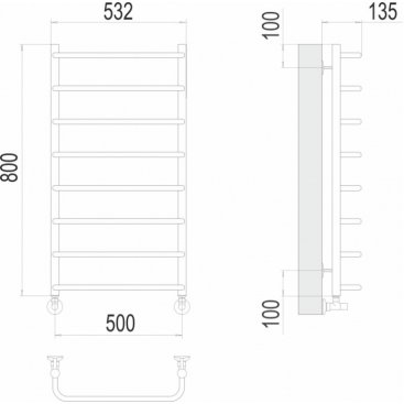 Полотенцесушитель водяной Terminus Стандарт П8 500x800