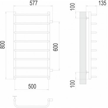 Полотенцесушитель водяной Terminus Стандарт П8 500x800 БП