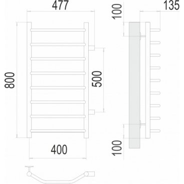 Полотенцесушитель водяной Terminus Виктория 400x800 БП