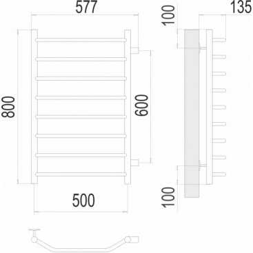 Полотенцесушитель водяной Terminus Виктория П8 500x800 БП