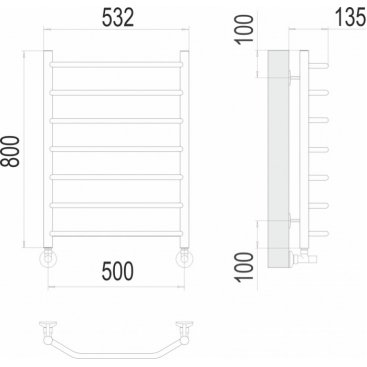 Полотенцесушитель водяной Terminus Виктория П8 500x800