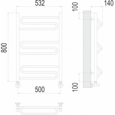 Полотенцесушитель водяной Terminus Юпитер 500x800