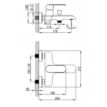 Смеситель для ванны Vento Ravena RV43123W