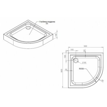 Душевой поддон Am.Pm Gem W90T-401-090W