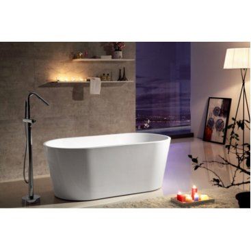Акриловая ванна Abber AB9203-1.3 130x70 см, отдельностоящая, овальная, с каркасом, со сливом-переливом