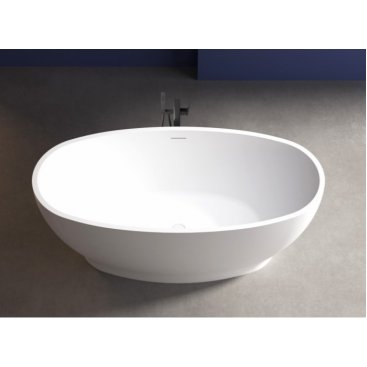 Акриловая ванна Abber AB9207 165x80 см, отдельностоящая, овальная, с каркасом, со сливом-переливом