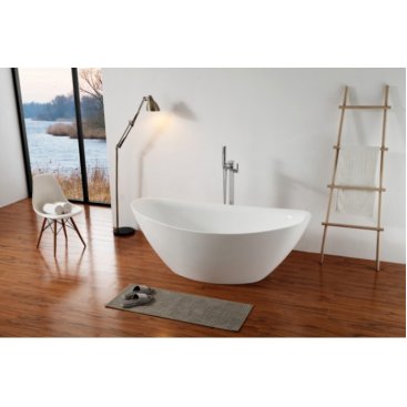 Акриловая ванна Abber AB9248 180x87 см, отдельностоящая, овальная, с каркасом, со сливом-переливом