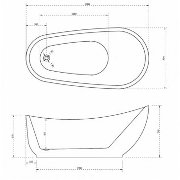 Акриловая ванна Abber AB9288 180x90 см, отдельностоящая, овальная, с каркасом, со сливом-переливом